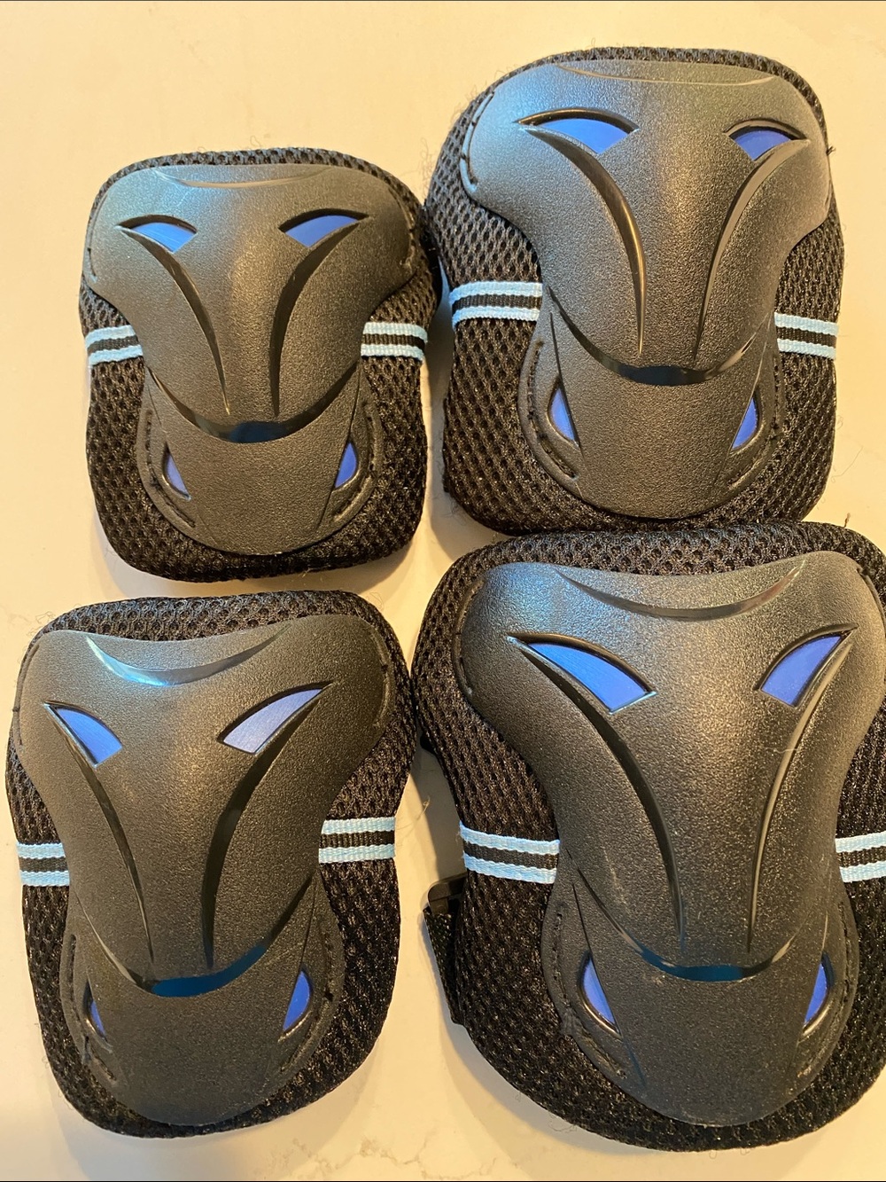 Kids Protective Pad Set — Black with Blue Accents